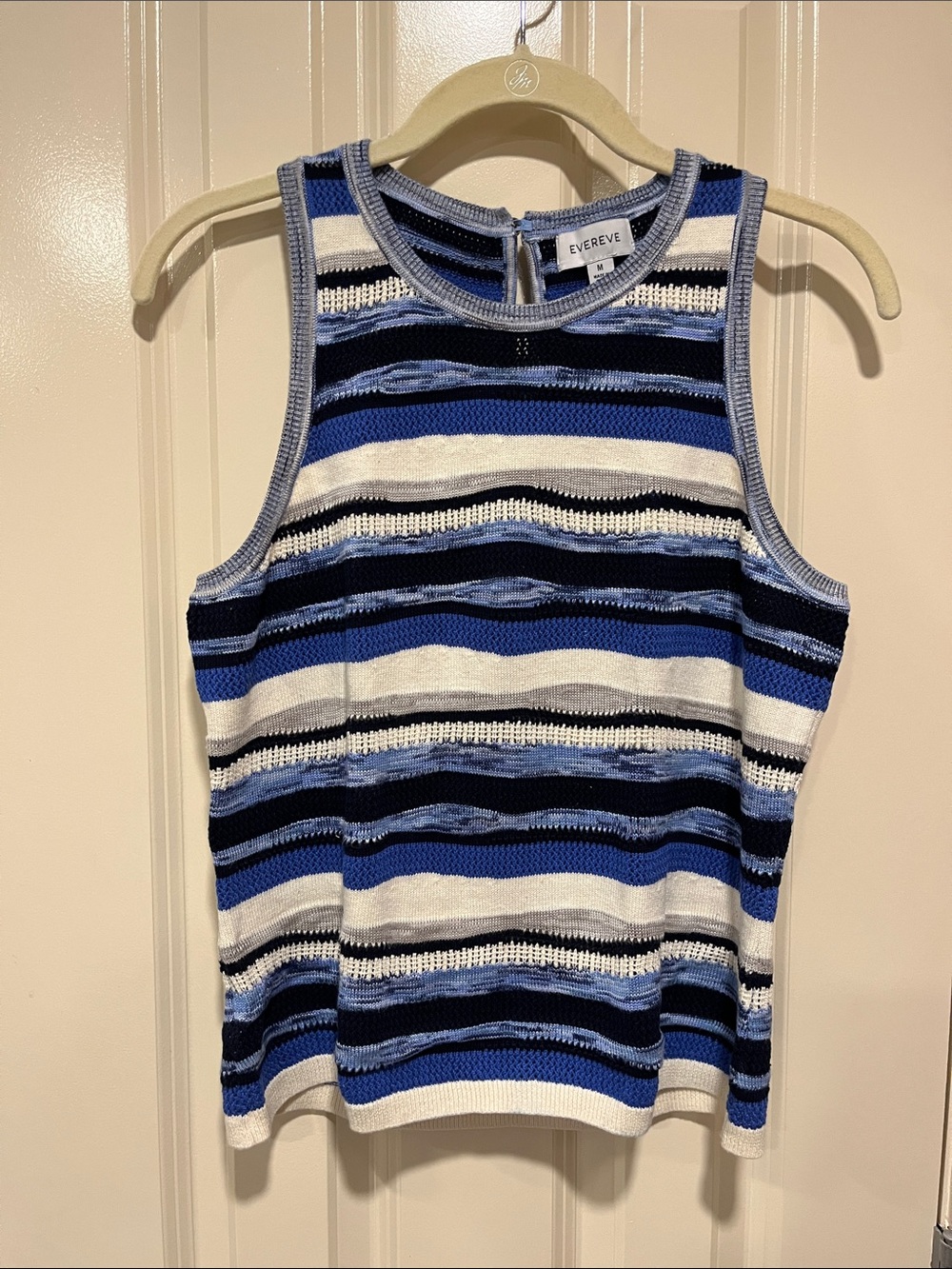 Evereve Sandy Tank in multi blue tones.